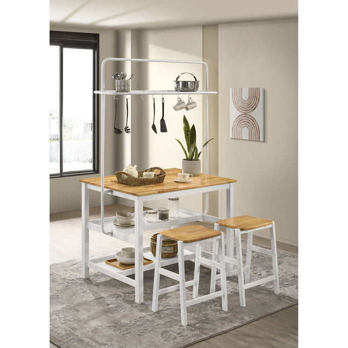 Cowichan - Kitchen Island Counter Table With Pot Rack - White