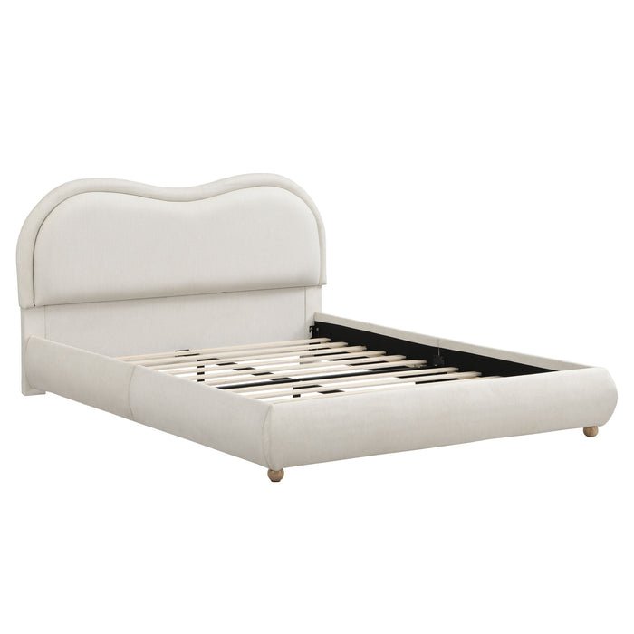 Upholstered Platform Bed Frame With Curved Headboard