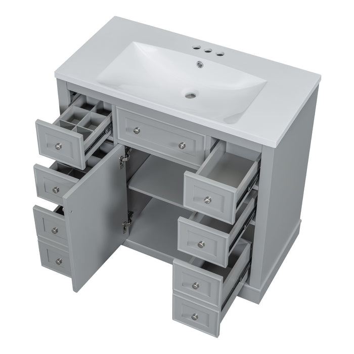 Modern Bathroom Vanity With Sink Combo, 6 Drawers And 1 Cabinet