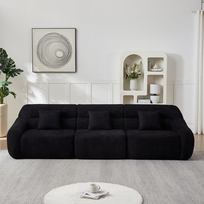 Luxury Curved Corner Sectional Sofa With 4 Pillows