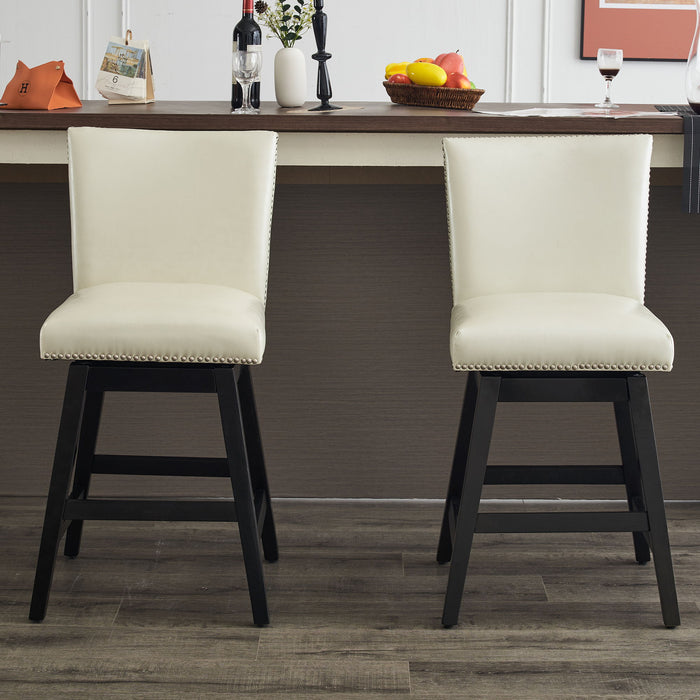 Upholstered Swivel Bar Stools High Back (Set of 2) - Cream White