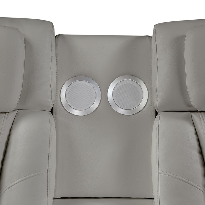 Electra - Power Reclining Loveseat With Power Headrests, Console, Speakers, Massage, LED Lighting And USB Control