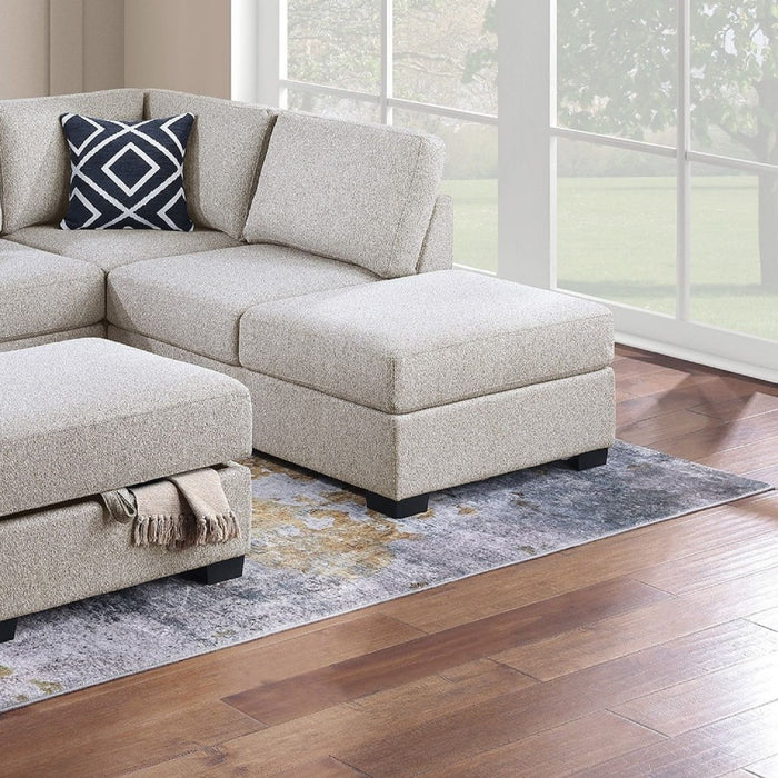 Reversible Sectional Sofa With Built In Shelf And Storage Ottoman, L - Shaped Living Room Furniture