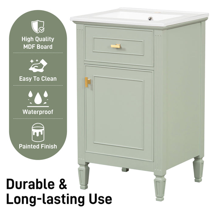 Bathroom Vanity With Sink, Adjustable Shelf, Tilt-Out Drawer