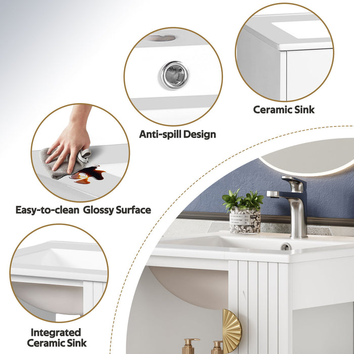 Bathroom Vanity With Sink, Soft-Close Door, Half-Moon Pulls