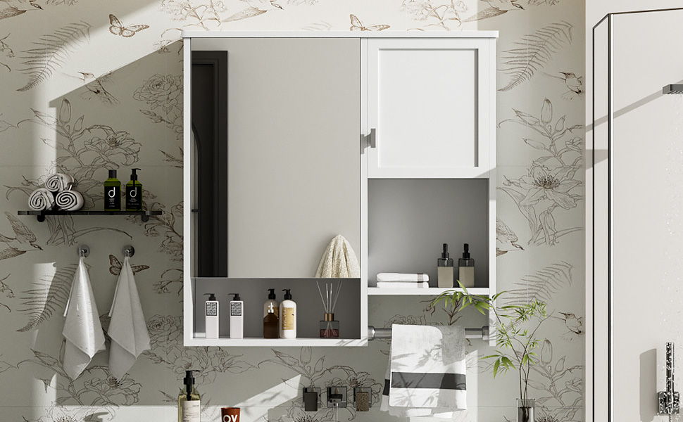 Modern Wall Mounted Bathroom Medicine Cabinet, Bathroom Wall Storage Cabinet With Mirror