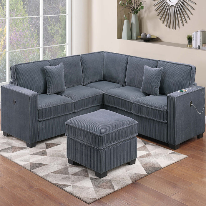 Modern Sectional Set With Cocktail Ottoman
