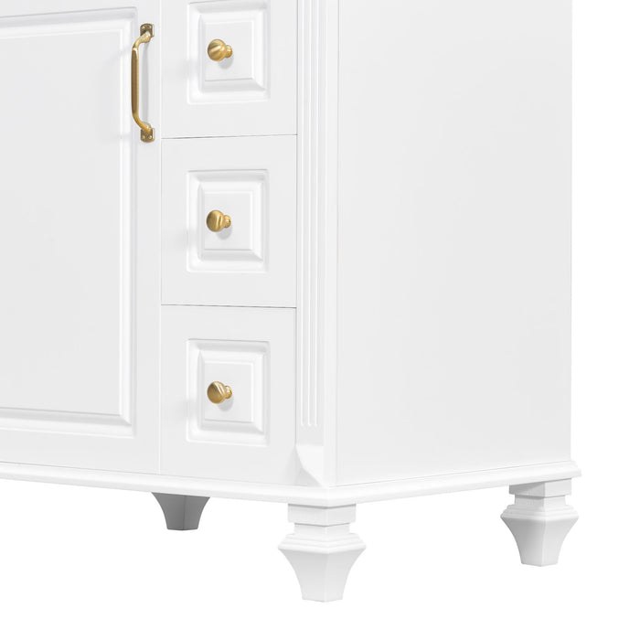 Freestanding Bathroom Vanity With Sink, 3 Drawers & Flip-Out Drawer