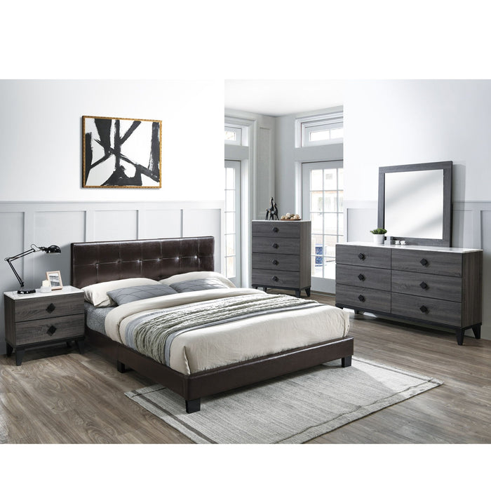 Contemporary Style Bed, Rectangle Headboard