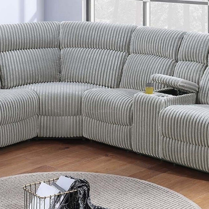 Sectional Sofa Set With Console Cup Holders, 3 Piece Reclining Living Room Couch - Gray Ash