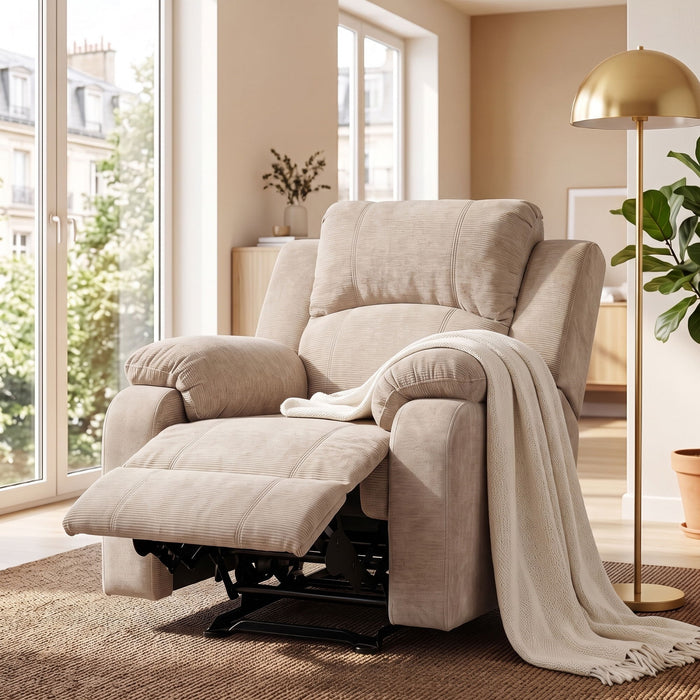 Upholstered Manual Recliner Chair With 3 Adjustable Backrest Positions
