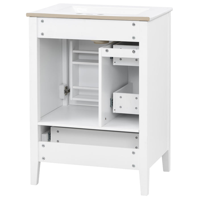 Modern Bathroom Vanity With Sink, Soft Close Drawers & Door, Storage Rack