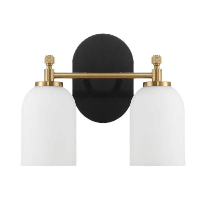 Vortex - 2 Lights Vanity In Traditional Style For Over Bathroom Mirror Wall Sconce - Black / Gold / White