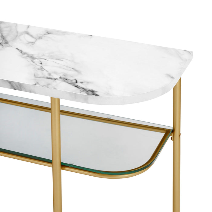 Modern Minimal Curved Entry Table - Gray / Gold