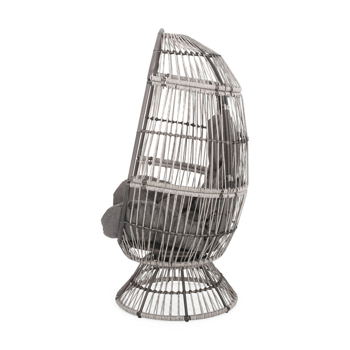 Patio Swivel Basket Egg Chair With Cushion