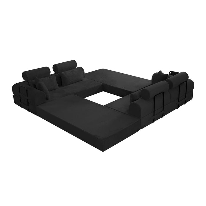 Modern L-Shape Modular Sectional Sofa, Compressed Design