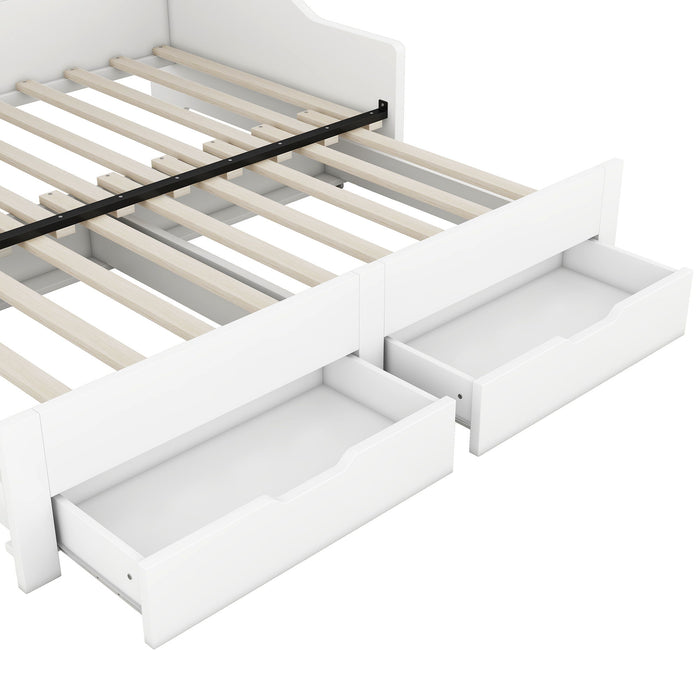 Daybed Frame With Storage Bookcases, 2 Drawers, Charging Station