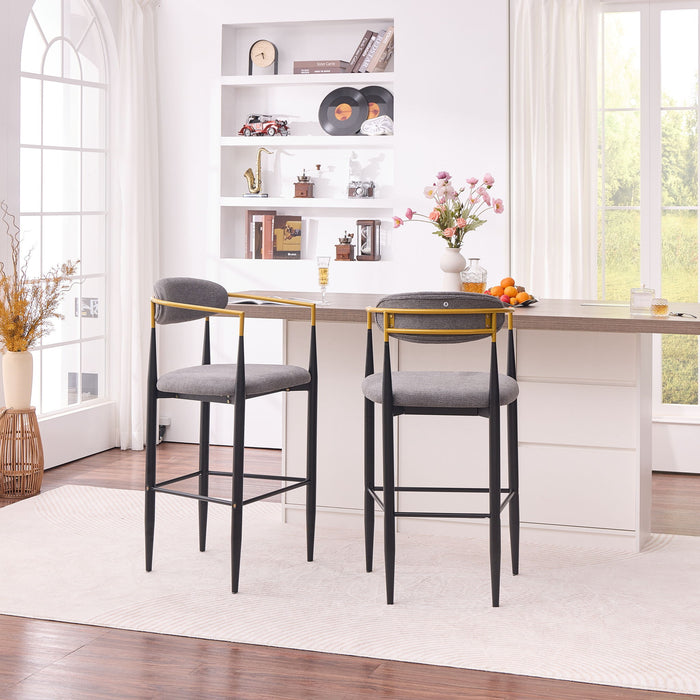 Upholstered Bar Stool With Ergonomic Design (Set of 2)