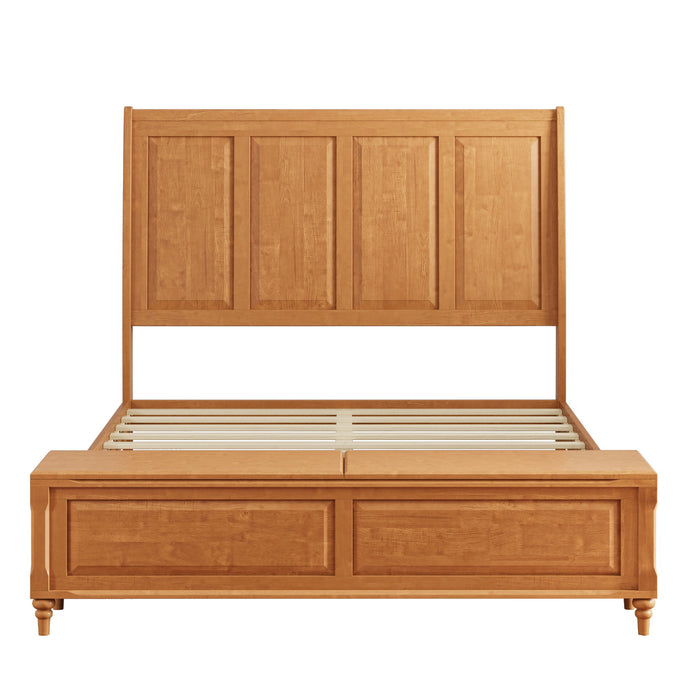 Sleigh Bed Frame With Tall Headboard And Storage Bench