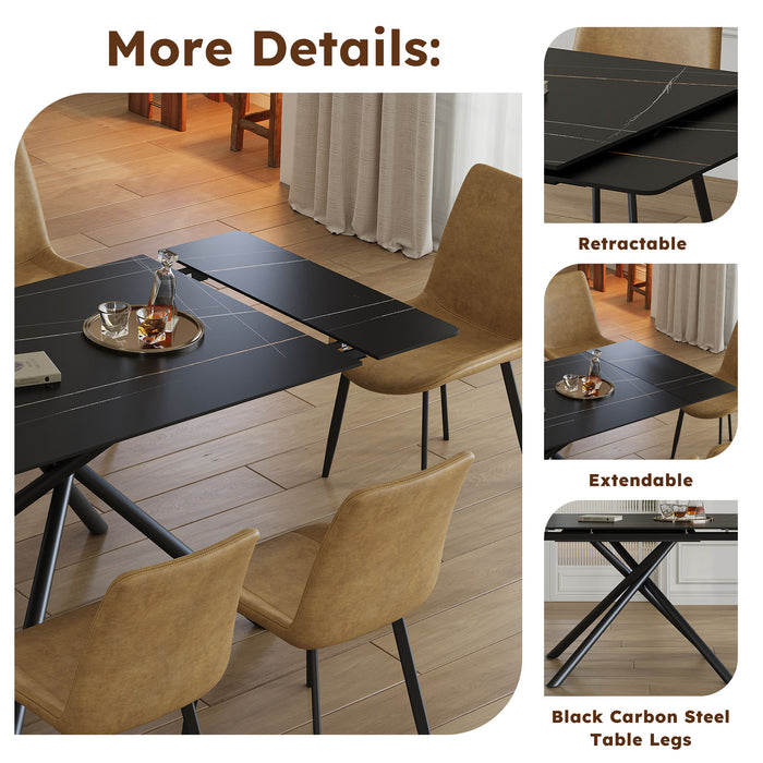 Retractable Sintered Stone Dining Table Set With Chairs