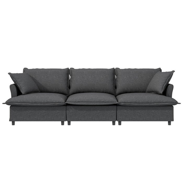 3 Seat Sofa Module For Modular Sectional Wide Seat Cloud Couch With Throw Pillows Upholstered