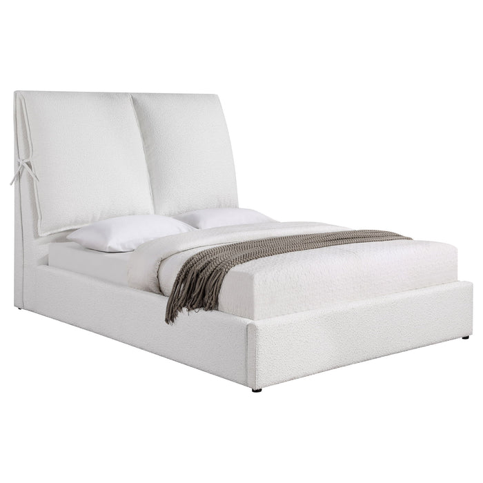 Corwyn - Queen Upholstered Panel Bed With Headboard Pillows - White