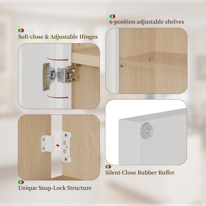 Shaker Wall Cabinet With Soft Close Hinges, Adjustable Shelves, Double Door