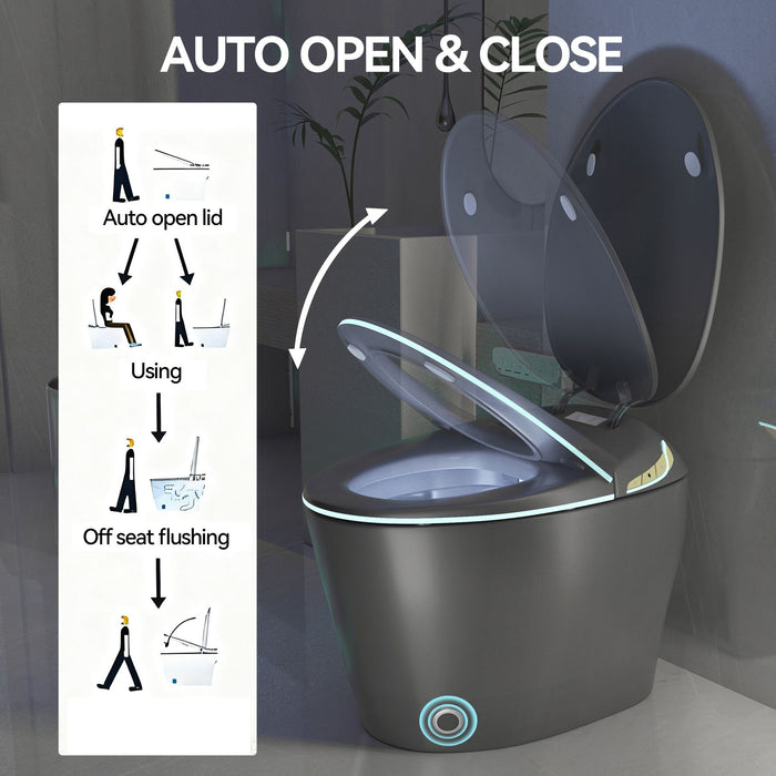 Unique Smart Toile With Built In Bidet, Auto Open / Close Seat, Foot Sensor, LED Display, Night Light, Warm Water & Dryer Ceramic