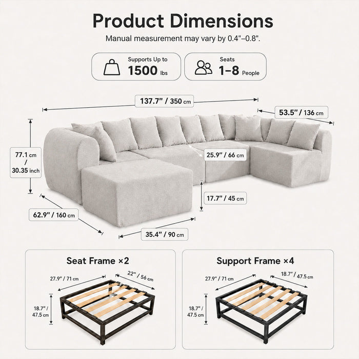8 Seater U-Shaped Couch With Ottoman
