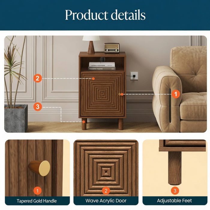 Nightstand With Charging Station & Storage