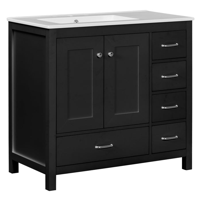 Bathroom Vanity With Sink Combo, 2 Soft Close Doors And 5 Drawers