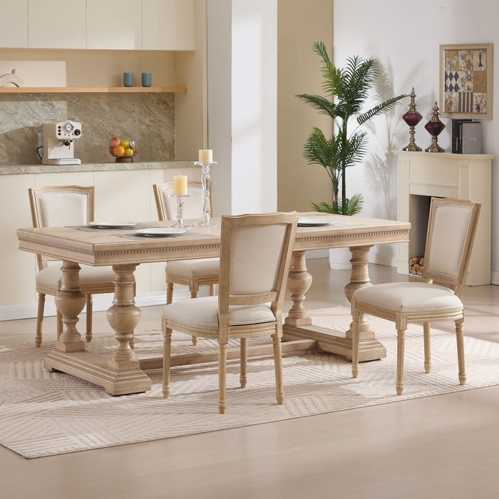 Dining Chairs Upholstered With T - Shaped Back (Set of 2) - Beige