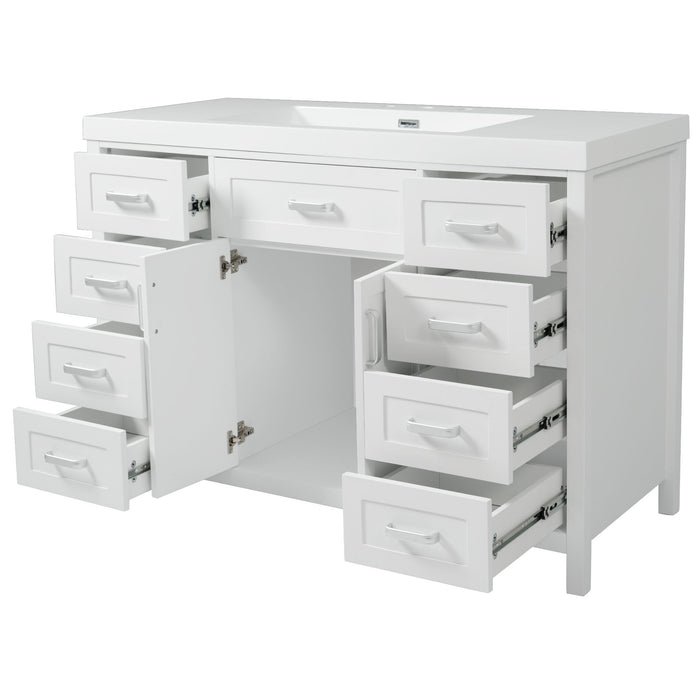 Bathroom Vanity With Sink, 2 Doors 8 Drawers, Soft Close System, Classic Design