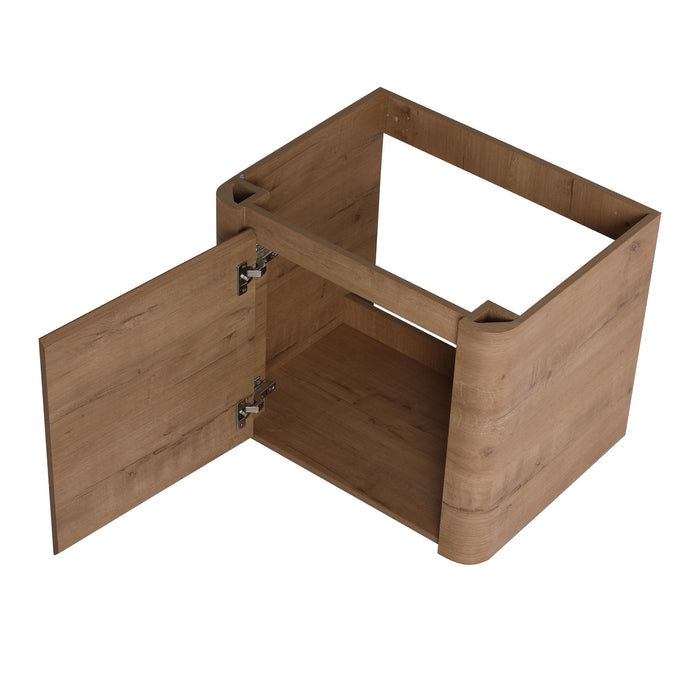 Wall Mounted Bathroom Vanity With Sink And Storage Shelves, Soft Close Doors