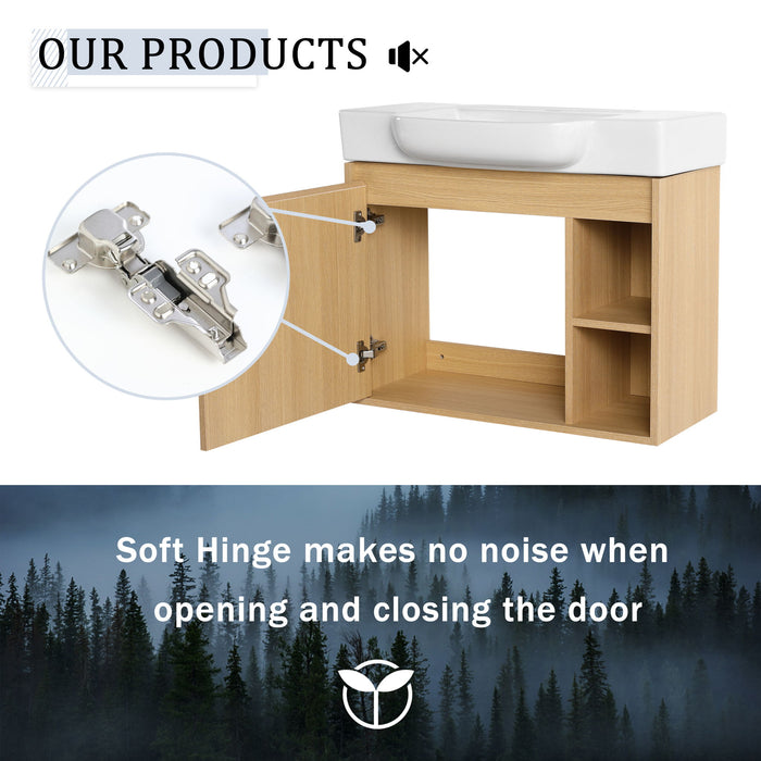 Wall Mounted Bathroom Vanity With Sink & Soft Close Door