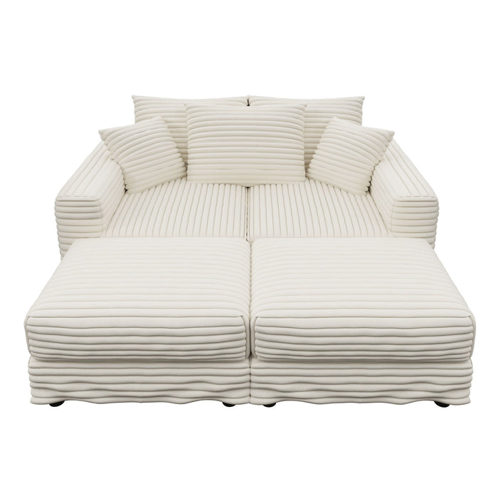 Deep Seat Convertible Sofa With Soft Pillows And Ottomans
