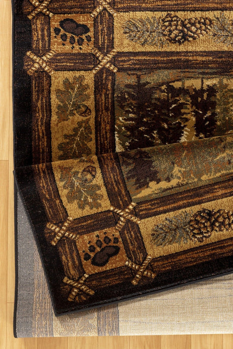 Nature's Nest - 5'3" X 7'3" Lodge Area Rug - Multi / Black