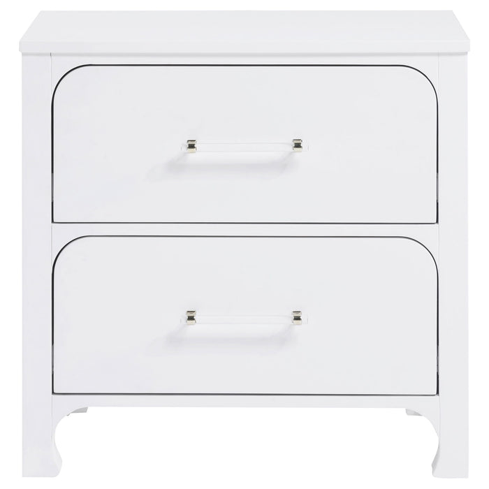 Helena - 2 Drawer Nightstand With Soft Curves - White