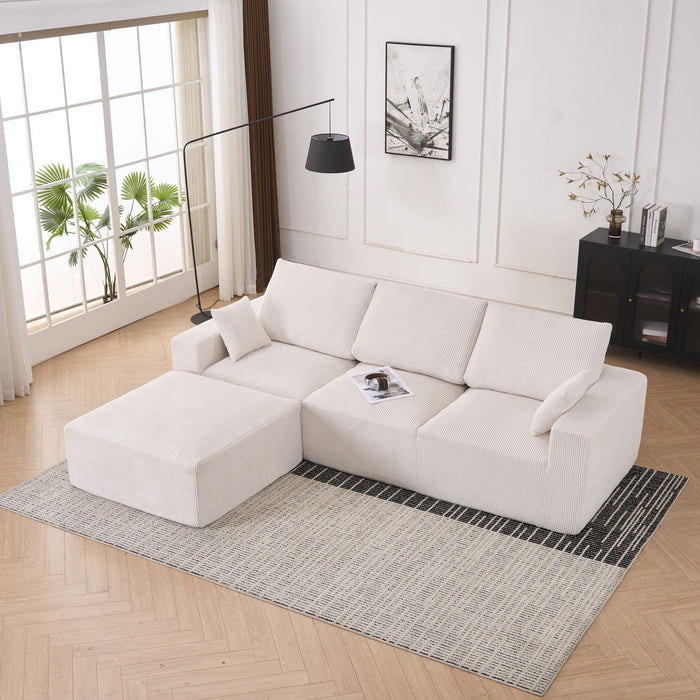Modular Sectional Sofa With Ottoman, USB And Type C Charger, Petal Armrest Design