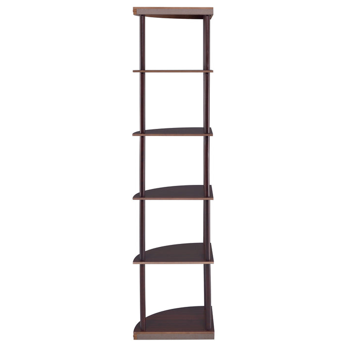 Corner Bookcase With 5 Shelves, Compact Design For Living Room - Cappuccino