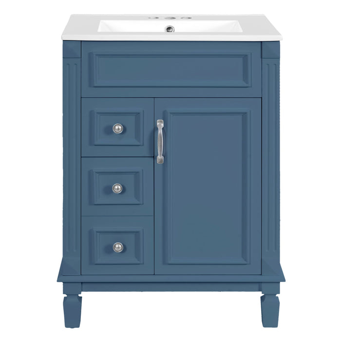 Bathroom Vanity With Sink, Compact Cabinet & 2 Drawers And Adjustable Shelf