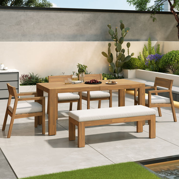 Outdoor Dining Set Rectangular Table With Umbrella Hole