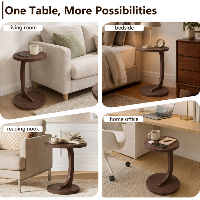 C - Shaped End Table With Sturdy Base