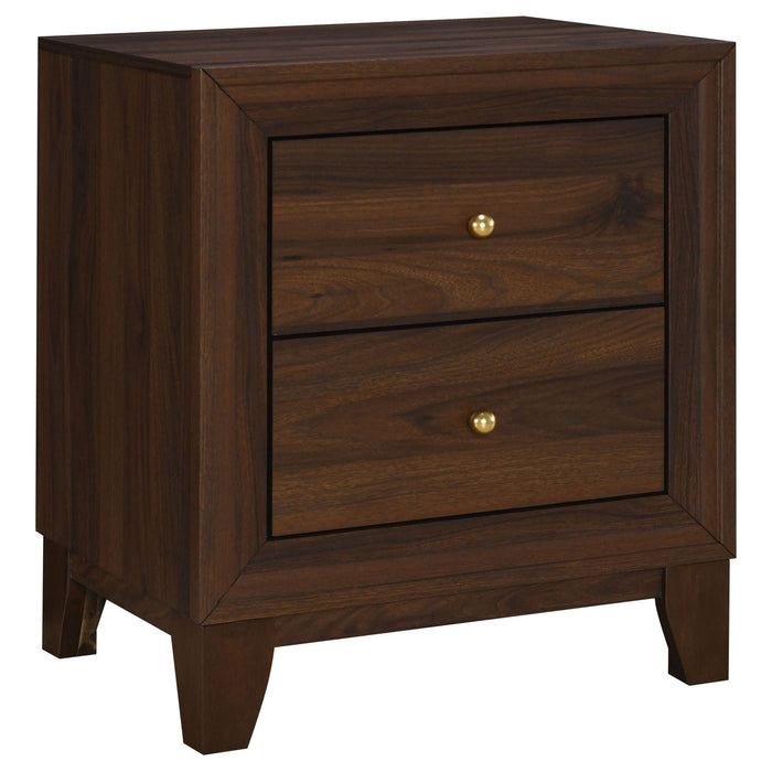 Anza - 2 Drawer Nightstand Bedside Table With Smooth Storage - Walnut