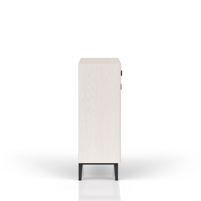 Contemporary Bar Cabinet With Large Storage - White / Pecan