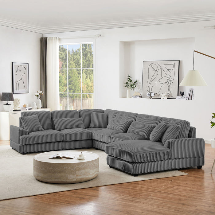 Oversized Sectional Sofa U - Shaped Sofa Couch Modern Sofa Upholstered In Soft Corduroy With A Chaise Lounge For Living Room