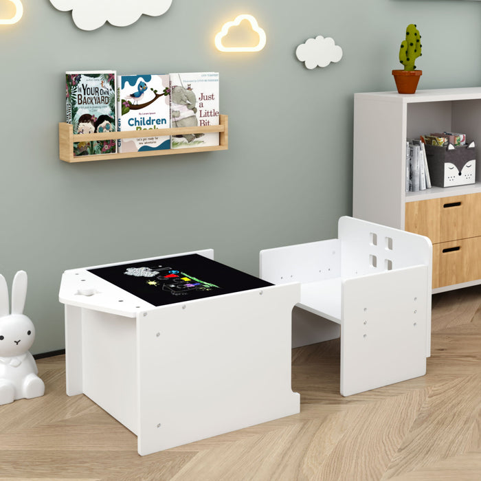 Montessori Weaning Table And Chair Set, Toddler Table With Adjustable Height - White