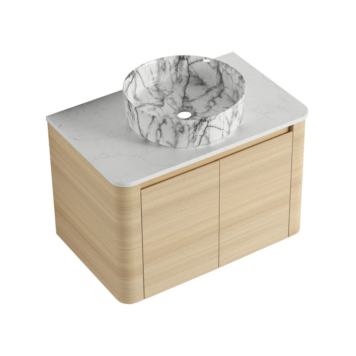 Mounted Bathroom Vanity & Art Sink & 2 Soft Close Doors