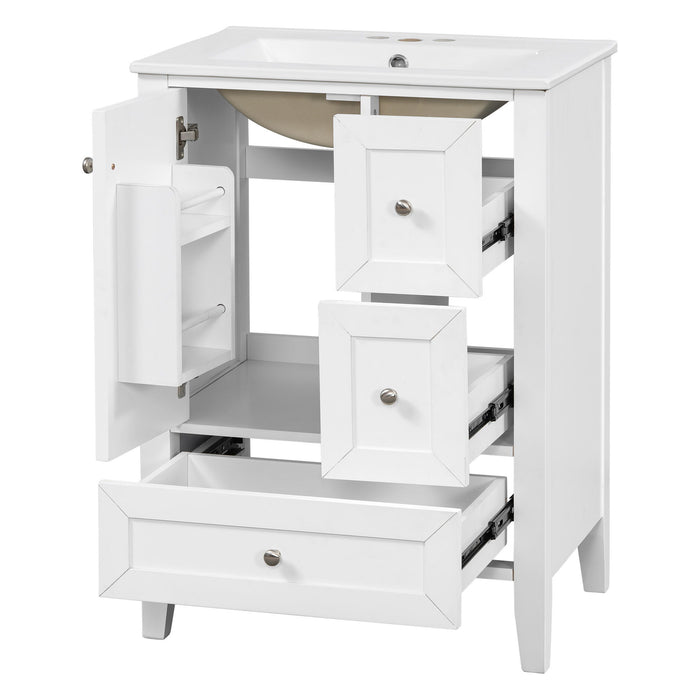 Modern Bathroom Vanity With Sink, Freestanding Cabinet With Drawers And Shelves