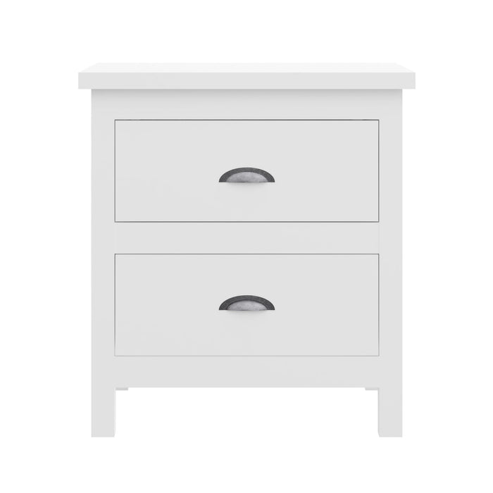 Versatile Solid Wood Night Stand With Drawers For Living Room And Bedroom - White